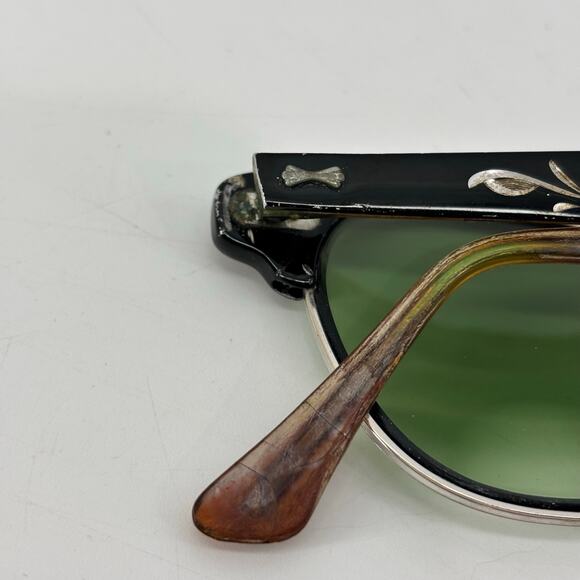 Vtg Sunglasses 50s 60s Shuron Ronsir Browline Eyeglasses Cat Eyes Etched Alumin main image 4